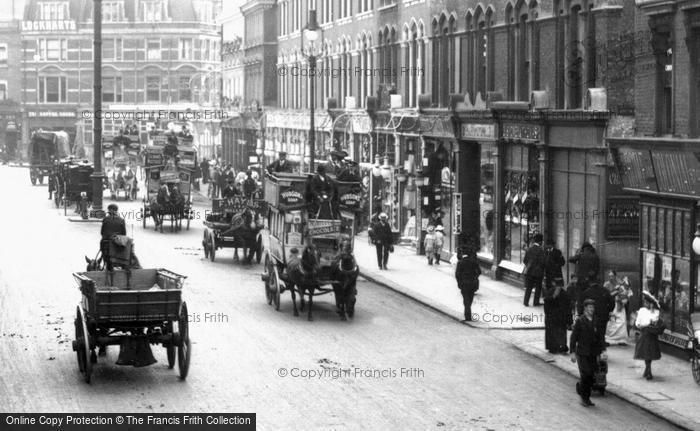Photo of Fulham, Horse Drawn Bus, And Horse And Cart c.1905