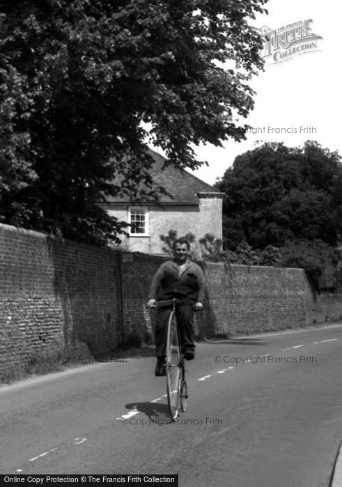 Photo of Funtington, Man Riding A Penny Farthing 1965