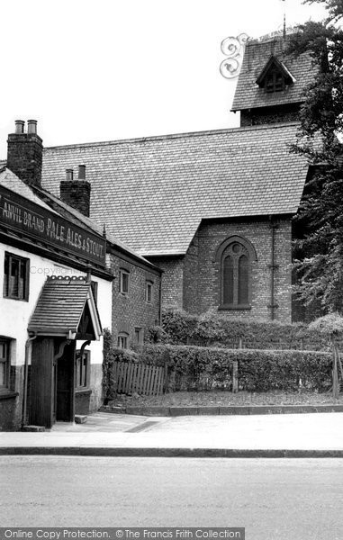 Photo of Gatley, The Prince Of Wales Hotel And Church c.1955