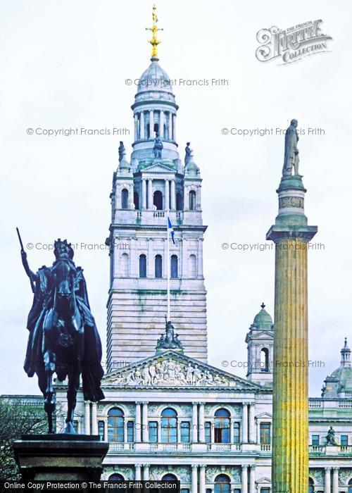 Photo of Glasgow, George Square, Statues And City Chambers c.1990