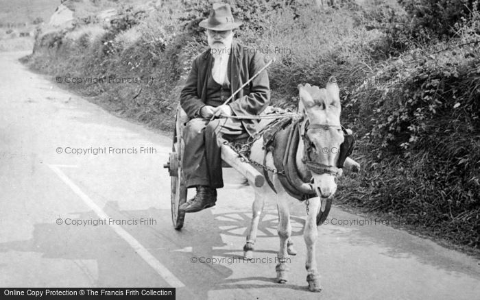 Photo of Glengarriff, Old Man With Donkey And Trap c.1937
