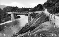 The Bridge And River c.1955, Glyndyfrdwy
