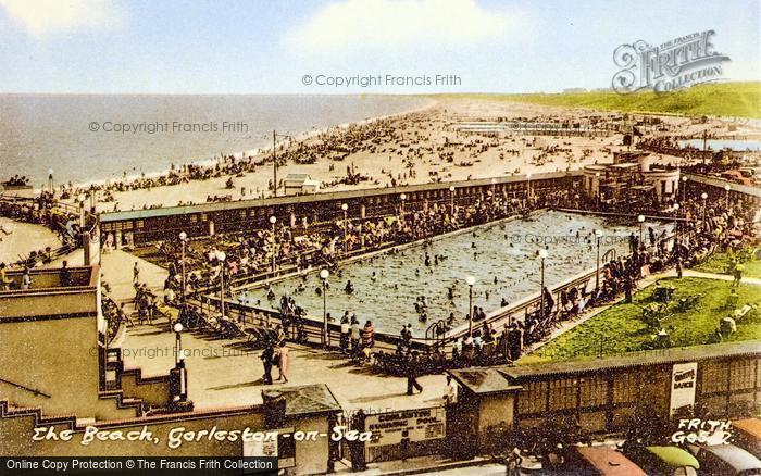 Photo of Gorleston, Beach And Swimming Pool c.1950