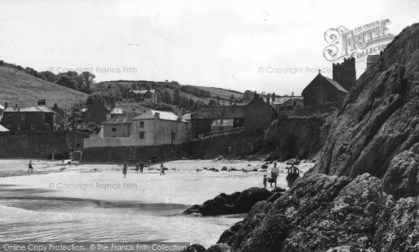 Photo of Gorran Haven, Church And Beach c.1955