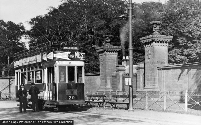 Photo of Gosforth, Tram And Park Gates c.1910