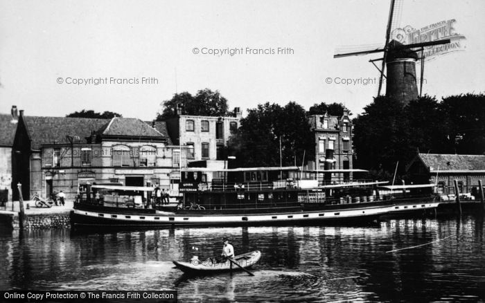 Photo of Gouda, Windmill On Canal c.1930
