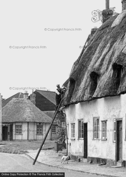 Photo of Grantchester, Thatching The Roof c.1946