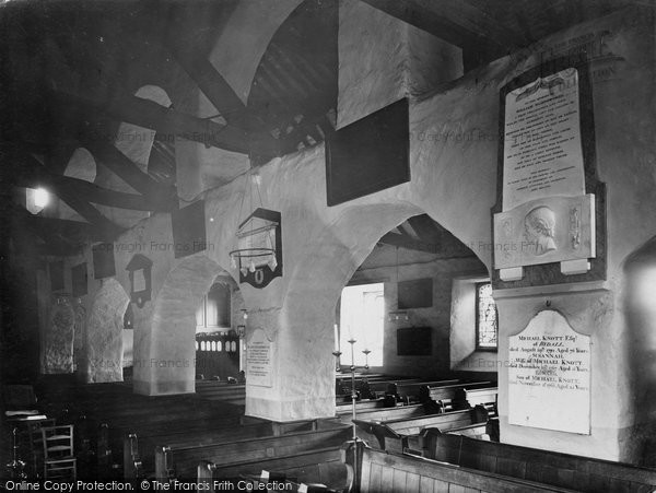Photo of Grasmere, Church Interior And William Wordsworth's Memorial Tablet 1929