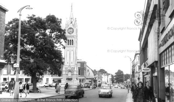 Photo of Gravesend, Milton Road And The Clock Tower c.1965