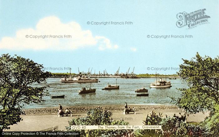 Photo of Gravesend, The Thames From The Fort Gardens c.1955