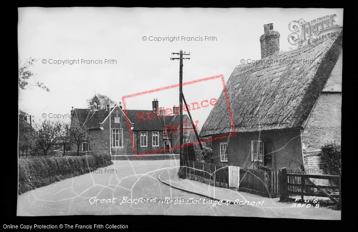 Photo of Great Barford, Rose Cottage And School c.1955