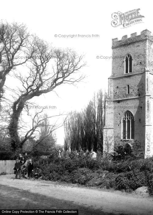 Photo of Great Bentley, Boys By St Mary's Church 1892