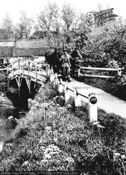 Photo of Great Easton, Horses Crossing The Bridge 1951