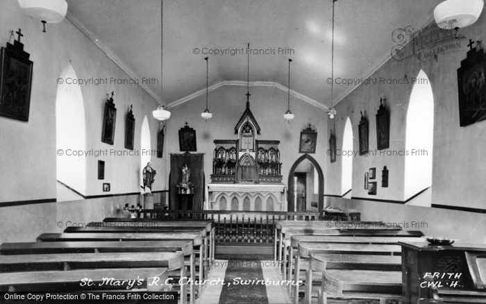 Photo of Great Swinburne, St Mary's Rc Church, Interior c.1955