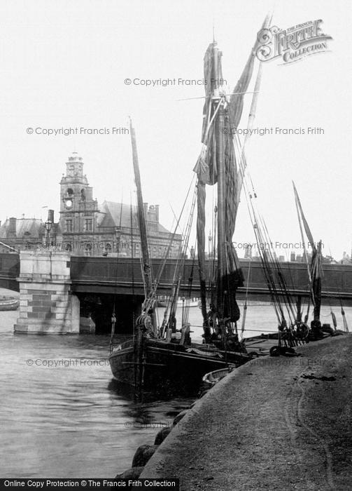 Photo of Great Yarmouth, Boats By Haven Bridge 1896