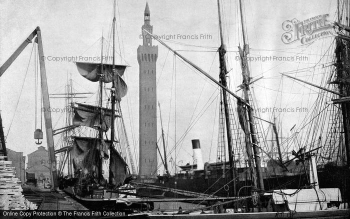 Photo of Grimsby, The Docks And Hydraulic Tower c.1895