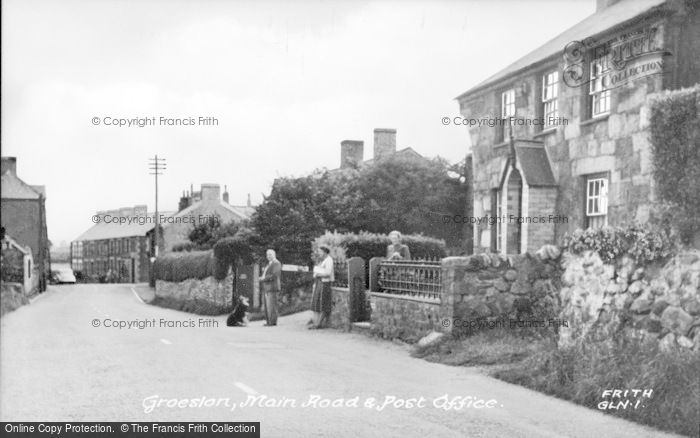Photo of Groeslon, Main Road And Post Office c.1955