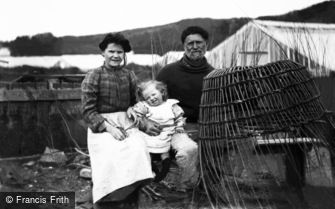 Guernsey, Family making Lobster Pots c1900