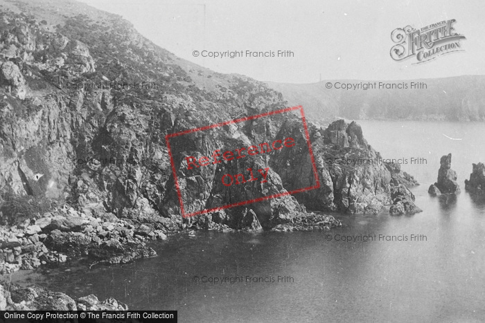 Photo of Guernsey, Moulin Huet Bay, Dog And Lion Rocks 1892