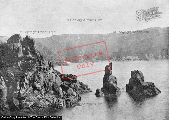 Photo of Guernsey, Moulin Huet Bay, Dog And Lion Rocks 1892