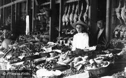 Stall, The French Halls Vegetable Market, St Peter Port c.1900, Guernsey