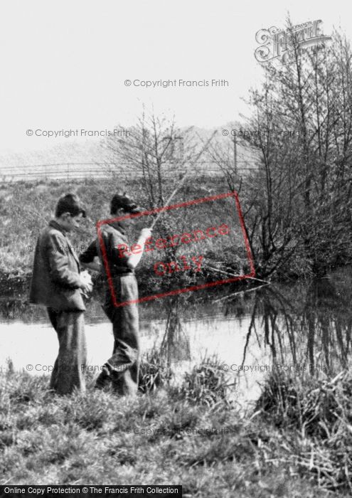 Photo of Guildford, Boys Fishing Near Stoke Bridge c.1955