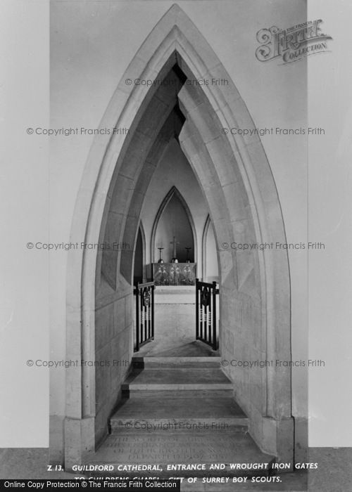 Photo of Guildford, Cathedral, Entrance And Wrought Iron Gates To Children's Chapel c.1965