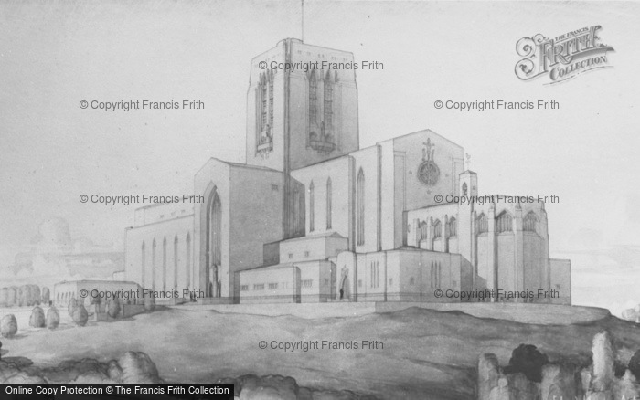 Photo of Guildford, Drawing Of The Cathedral c.1935