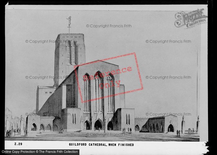 Photo of Guildford, Drawing Of The Cathedral c.1952