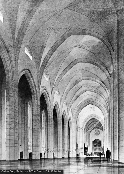Photo of Guildford, Drawing Of The Cathedral Nave c.1932