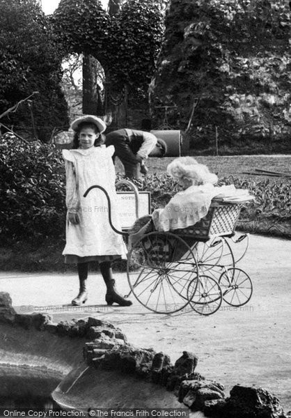 Photo of Guildford, Girl And Pram 1906