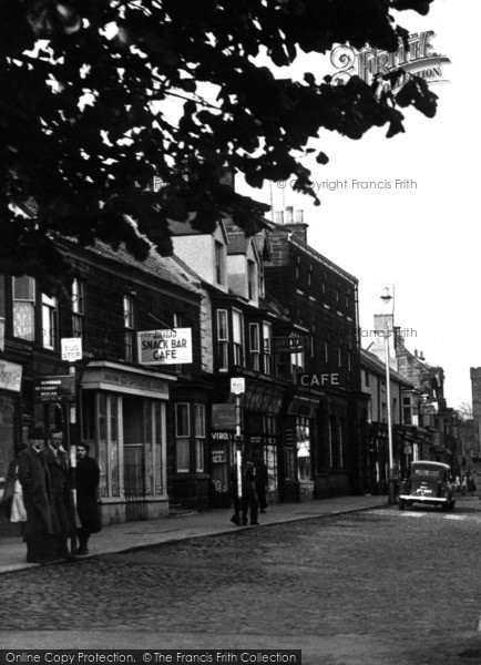 Photo of Guisborough, Bus Stops And Row Of Cafes c.1955
