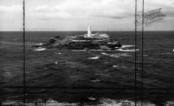 Photo of Gwithian, Godrevy Lighthouse c.1955