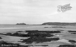 The Beach And Godrevy Island c.1955, Gwithian