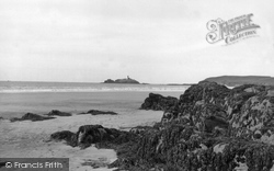 The Beach And Godrevy Lighthouse c.1955, Gwithian