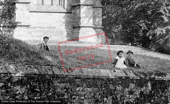Photo of Hales, Children Outside St Mary's Church 1911