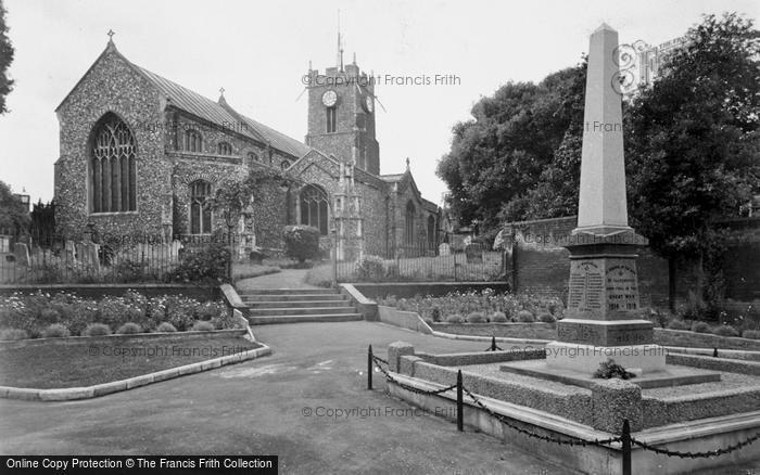 Photo of Halesworth, The Church And War Memorial c.1955