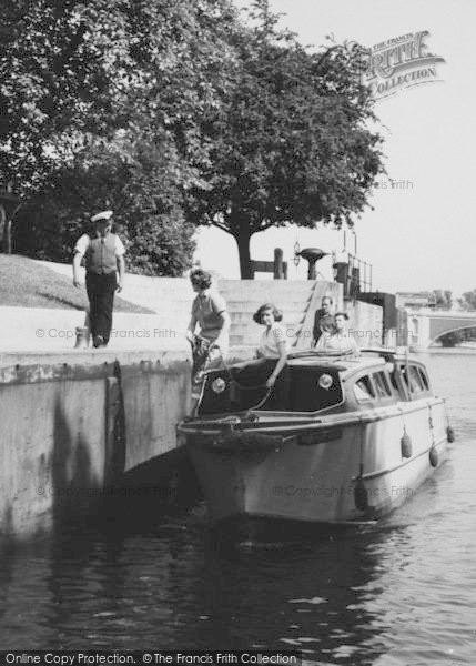 Photo of Hampton Court, A Boat At Molesey Lock c.1960