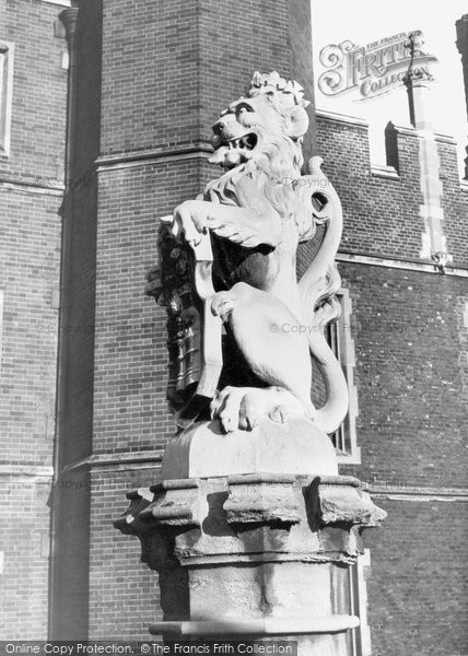 Photo of Hampton Court, Lion Statue c.1955