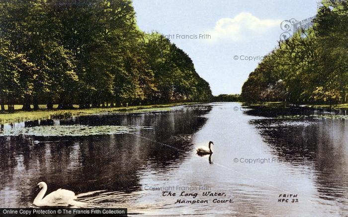 Photo of Hampton Court, The Long Water c.1955