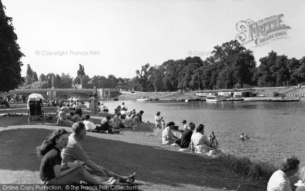 Photo of Hampton Court, The Thames From Cigarette Island c.1955