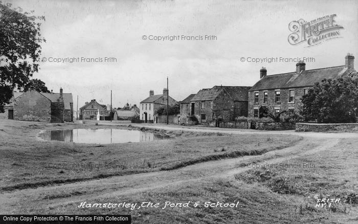 Photo of Hamsterley, The Pond And School c.1955