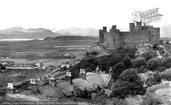 Photo of Harlech, Castle And Snowdon c.1956