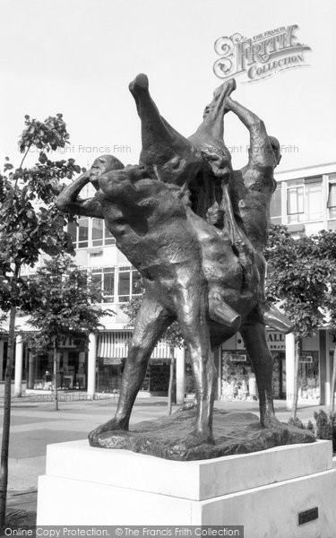 Photo of Harlow, The Meat Porters Statue c.1965