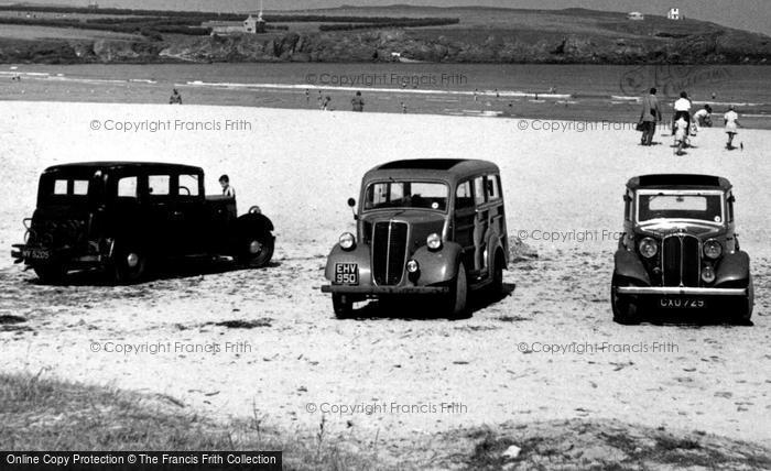 Photo of Harlyn Bay, Cars On The Beach c.1955