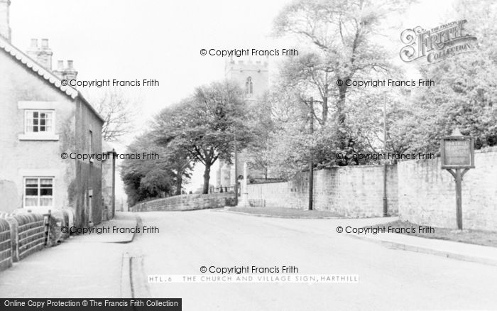 Photo of Harthill, The Church And Village Sign c.1955