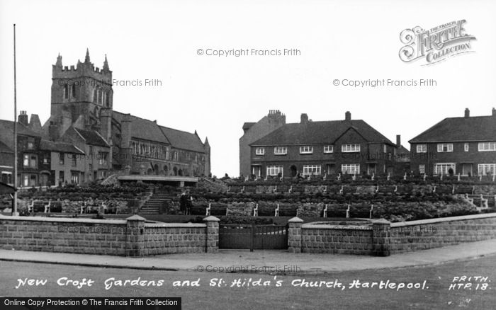 Photo of Hartlepool, New Croft Gardens And St Hilda's Church c.1955