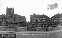 New Croft Gardens And St Hilda's Church c.1955, Hartlepool