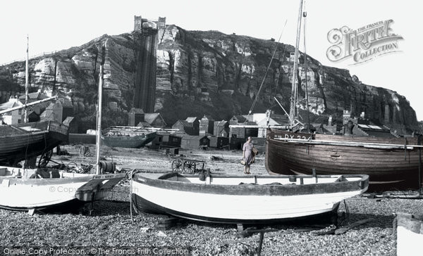 Photo of Hastings, Beach And Cliff Lift c.1955