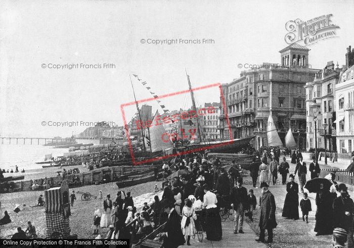 Photo of Hastings, The Front, Showing Pier c.1895